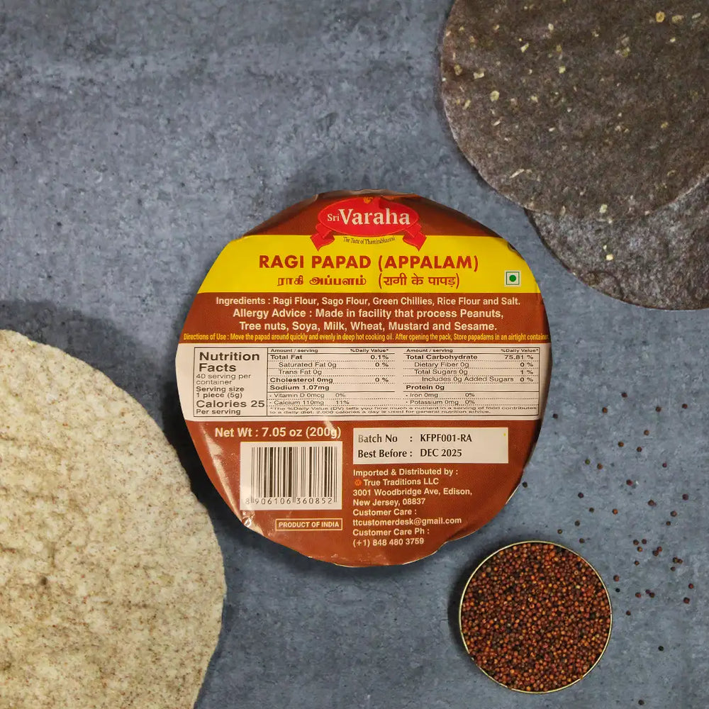 SriVaraha Foods Ragi Appalam Ragi Papad Finger Millet Nachani Papad (2)